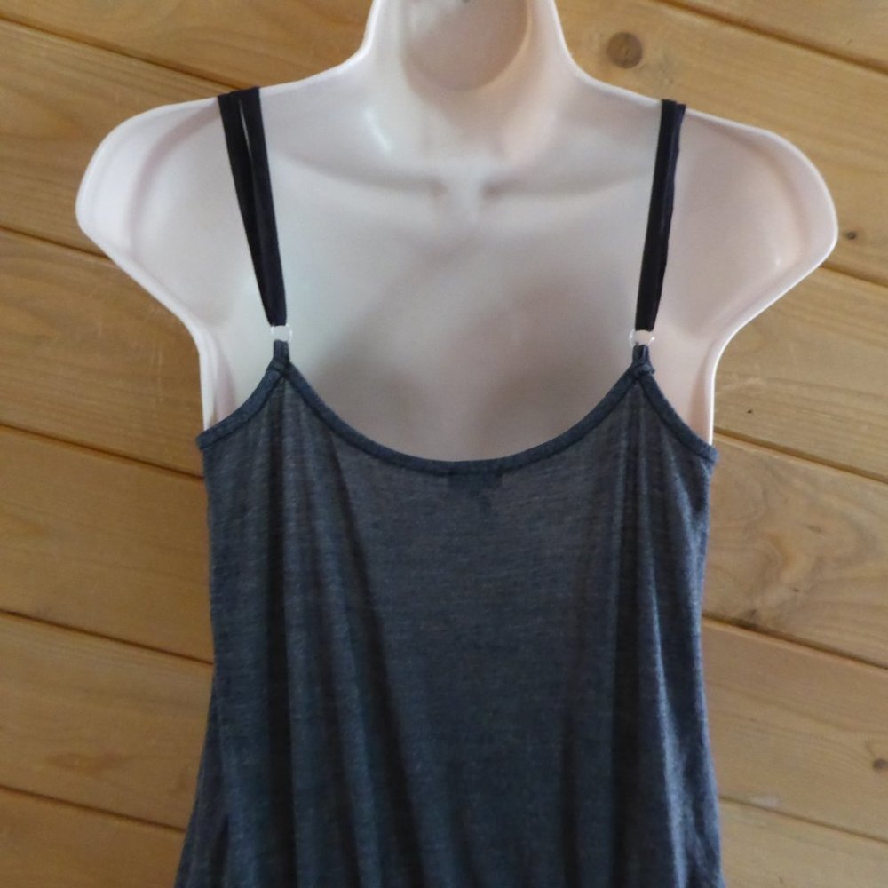 Splendid Gray Elastic Waist Jersey Sundress Lined Cami Knee Length Dress Stretch - Picture 6 of 8